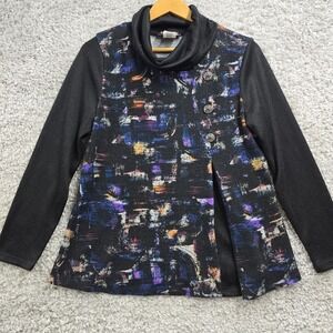 Vin‎ Rouge Womens Abstract Cowl Neck Knit Top Size Medium Artsy Maximalist